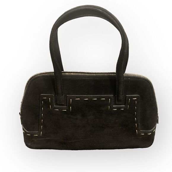Bruno Magli Small Suede Black Tote Handbag - Picture 1 of 5